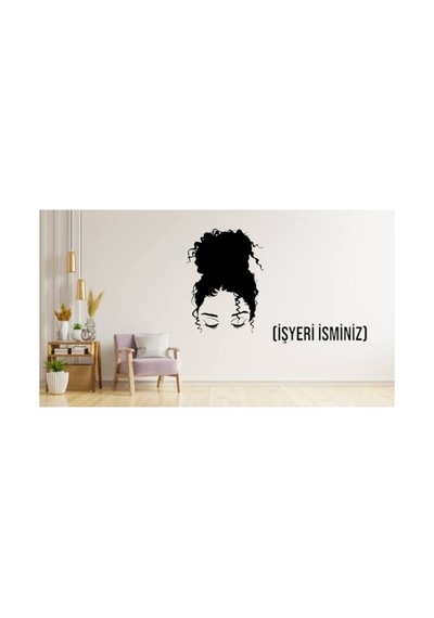 Topuz Saç Kuaförü Sticker Yapışkan Cam Işyeri Isni Siyah