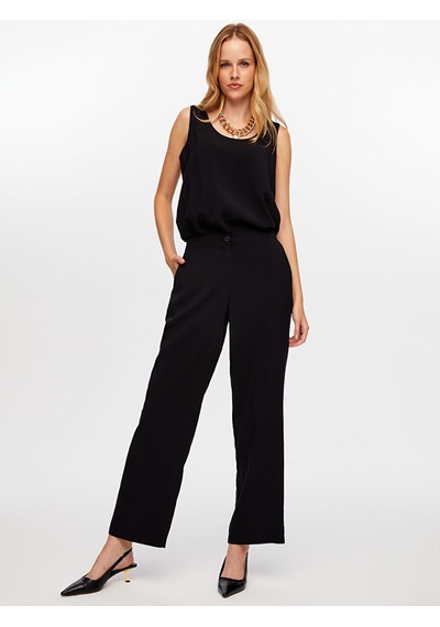 Faik Sönmez Arka Beli Lastikli Straıght Fıt Modallı Pantolon W26pnt012 Uw26pnt01210 Siyah