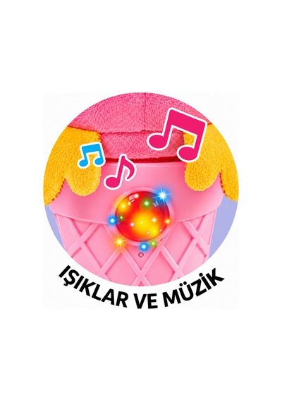 Craftivio Sevimli Hayvanlar Dondurma Şeklinde Oyuncak 19 Cm Sesli Işıklı Müzikli