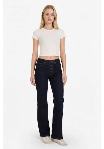 Defacto Mia Flare Fit Normal Bel Düz Paça Uzun Jean Pantolon F9602ax26spnm82 Mavi-nm82