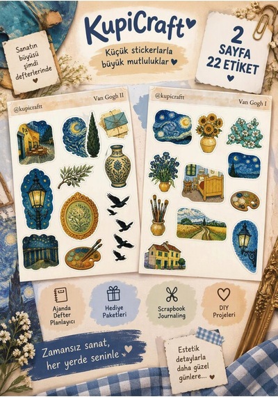 2 Sayfa Van Gogh Sticker Seti-sanat Temalı Sticker - 930034825 Diğer