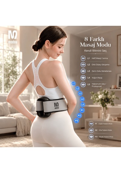 Modsy Dijital Led Ekranlı Titreşimli Vücut Masaj Aleti Bölgesel İncelme, Sıkılaştırma & Masaj Kemeri Cihazı
