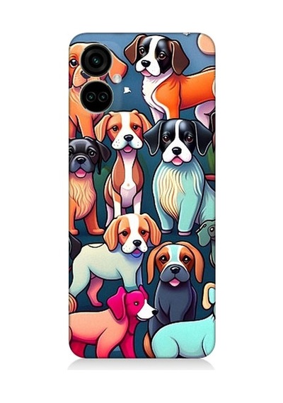Tecno Camon 19 Pro Uyumlu Sevimli Pastel Köpekler Desenli Silikon Kılıf