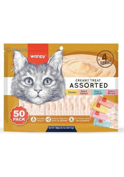 Wanpy 4 Lezzetli Krema Kedi Ödülü 50 x 14 G