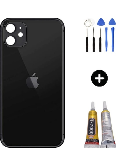 Apple Uyumlu iPhone 11 Arka Pil Batarya Kapak Siyah + Montaj Seti