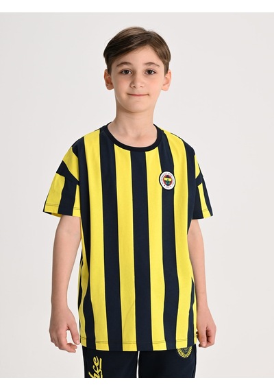 Fenerbahçe Sarı Lacivert Tribün Çubuklu Çocuk Tshirt Lacıvert-sarı