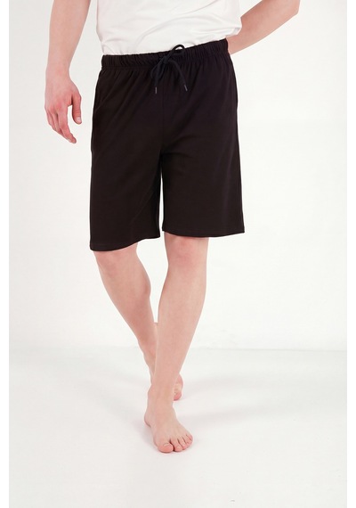Buratti Pamuklu Regular Fit Bağlamalı Cepli Pijama Şort Erkek Şort 6574004 Siyah