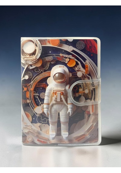 3d Görünümlü Astronot A7 Not Defteri , Çıt Çıtlı Cep Defteri - Turuncu