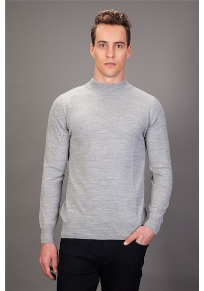 Tudors Slim Fit Dar Kesim Yarım Balıkçı Yaka Düz Erkek Kazak-13640 Gri Tudors Slim Fit Dar Kesim Yarım Balıkçı Yaka Düz Erkek Kazak-13640 Gri