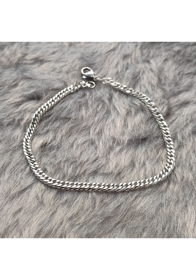 Chavin 4 mm. 21 cm. Gri Çelik Erkek Bileklik es34 Çelik
