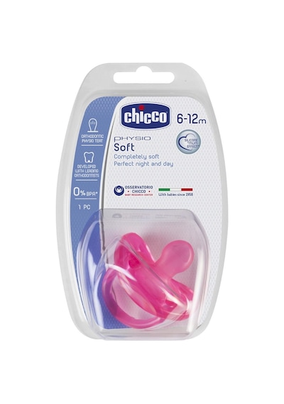 Chicco - Physio Soft Silikon Emzik 12 Ay Pembe