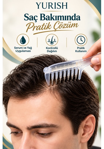 Saç Derisi Serum Ve Yağ Uygulama Tarağı Masaj Başlıklı Şefaf Hazneli 0