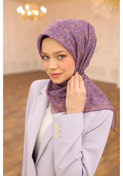 Silk Home Soft Eşarp 73077-02 Erguvan, Pudra, Taba