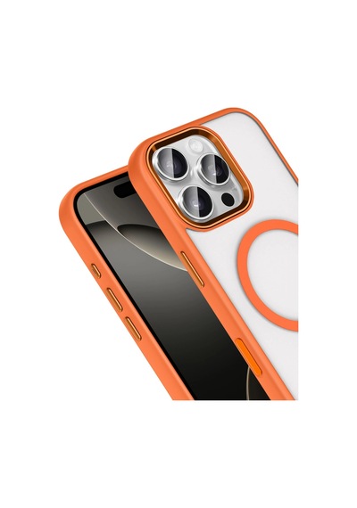 Joko Apple iPhone Uyumlu iPhone 16 Pro Max Terea Magsafe Kapak - Turuncu Renkli