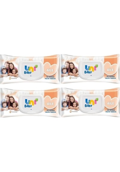 Uni Baby Aile Islak Havlu Kapaklı 4 X 90'Lı