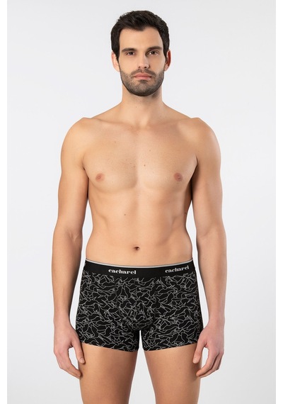 Cacharel Erkek Desenli Likralı Boxer 3'lü Paket 1339/siyah 3 Siyah