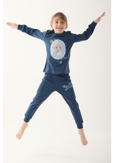 Frozen Koyu İndigo Kız Çocuk Uzun Kol Pijama Takım İndigo
