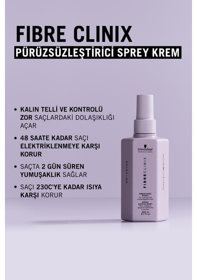 Fibre Clinix Elektriklenme Karşıtı Pürüzsüzleştirici Sprey Krem 200ml De-frizz