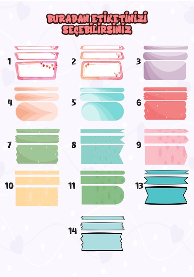 Okul Etiketi Kalem Defter Etiketi İsme Özel Etiket Set06