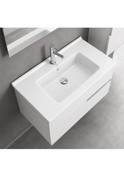 Dura Sees Tezgah Üstü Slim Lavabo 80x46,5 Cm Dolap Uyumlu Batarya Delikli Beyaz 5820