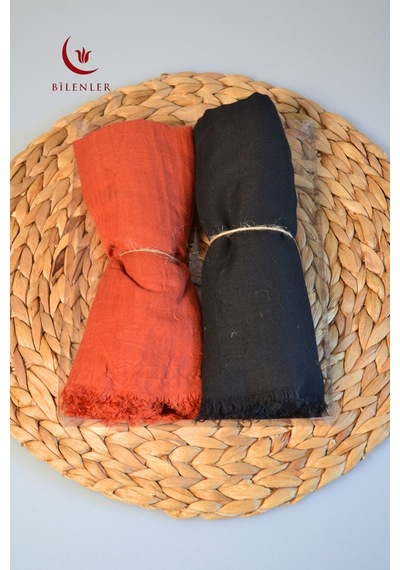 Bilenler Bambu Kraş Şal 75x210 Cm Nefes Alabilir, Terletmez, Tok Duruşlu Mevsimlik Kumaş 2'li Kutu Turuncu