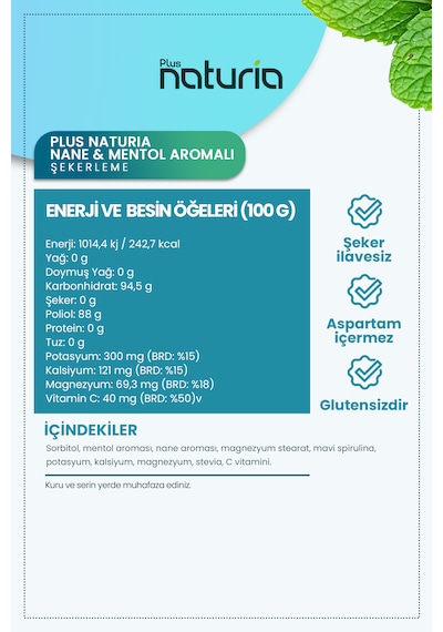 Nane & Mentol Aromalı Stevialı Şekerleme