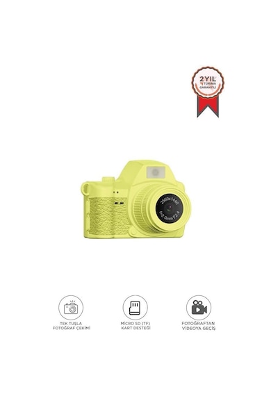 Torima Dijital Fotoğraf Makineleri Video Mini Kamera 2k Video 128gb Destekli Cmr42 Sarı