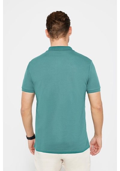 Tudors Erkek Slim Fit Dar Kesim %100 Pamuk Düz Pike Mavi Polo Yaka Tişört-30572 Haki