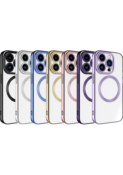 Apple Uyumlu iPhone 15 Pro Kılıf M-safe Wireless Şarj Özellikli Zore Setro Silikon Koyu Gri