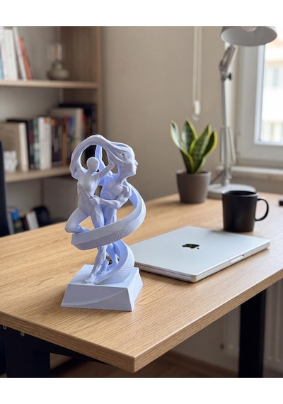 Möbius Sarılması Biblosu Modern Soyut Dans Eden Çift Heykeli Kırık Beyaz 15 Cm Kitaplık Masa Üstü Dekoru Yıldönümü Hediyesi 15cm