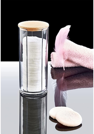 Ahşap Görünümlü Kapak 3'lü Organizer Set, Modern Pamukluk Düzenleyici Şık 3'lü Pamukluk Set - Ş