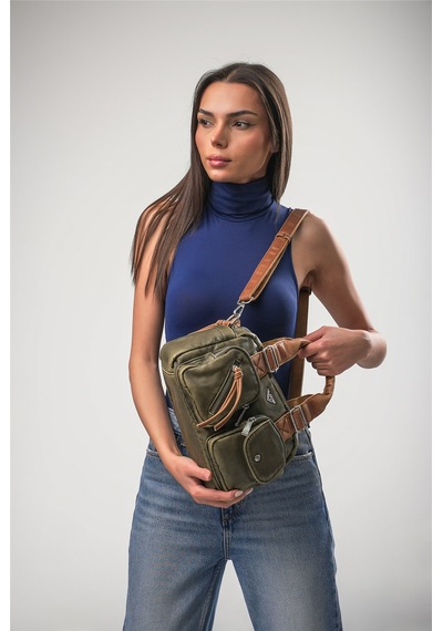 Ççs 18069 Kadın Çapraz Askılı El Çantası Yeşil-camel