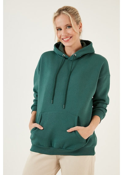 Lela Regular Fit Pamuklu Kapüşonlu Yaka Şardonlu Kışlık 2'Li Paket Bayan Sweat 5863854S2 Gri Melanj-Nefti