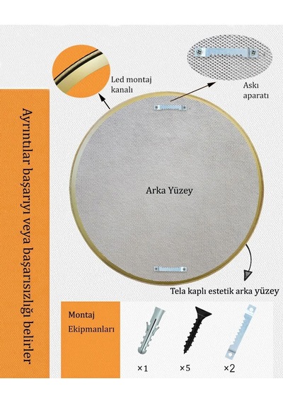 Zümrüt Gold Dekoratif Ayna Yuvarlak Işlemeli Duvar Aynası 43 Cm Altın