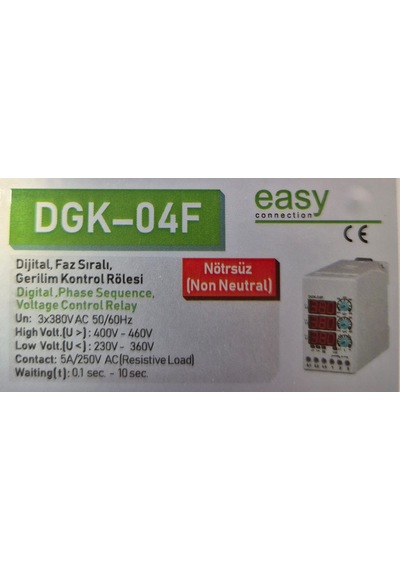 Dgk-04f Dijital Faz Sıralı Gerilim Kontrol Rölesi Nötrsüz