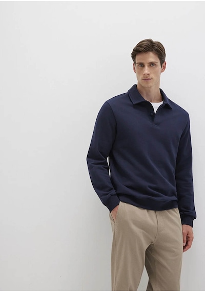 Mavi Yarım Düğmeli Polo Yaka Lacivert Erkek Sweatshirt M0s10420-82318 Lacivert