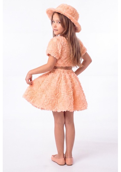 Mnk Baby & Kids Rosemu Kız Çocuk Şapkalı Takım M00819 Somon