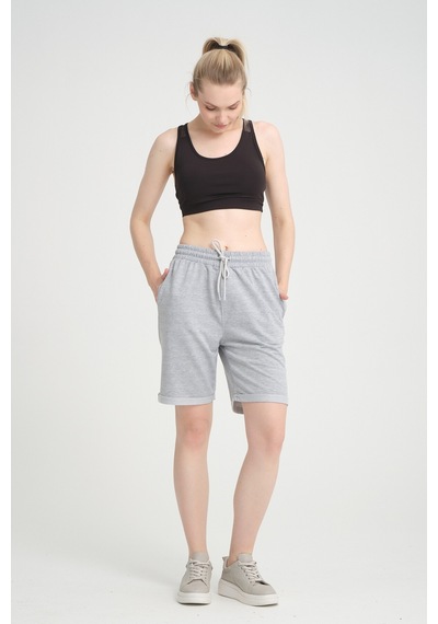 Superlife Kadın Regular Fit Duble Paça Şort Spr24srk51 Gri Melanj Superlife Kadın Regular Fit Duble Paça Şort Spr24srk51 Gri Melanj