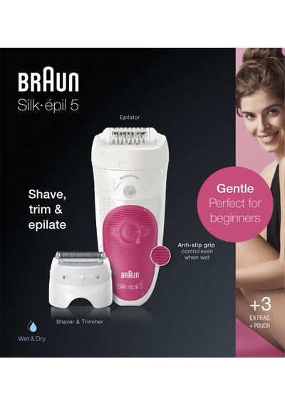 Braun Silk-épil 5 5600 Sensosmart, Kablosuz, Islak&kuru, 3 Ek Par
