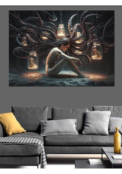 Medusa Figürü Dekoratif Kanvas - Mdf Ahşap Tablo