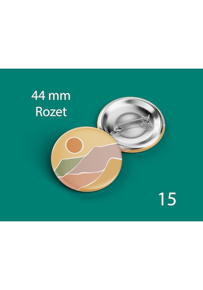 44 Mm Buton Rozet İğneli Çanta Kıyafet Rozeti Günbatımı Manzarası Çok Renkli