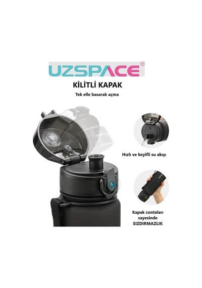 Uzspace Snatch Tritan Su Matarası - 800ml Okyanus Mavisi Çok Renkli