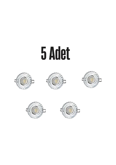Ct-6600 Gardenya Cam Spot Ampülsüz Led Efekli 5 Adet - 3 W Led Çerçeveli Beyaz