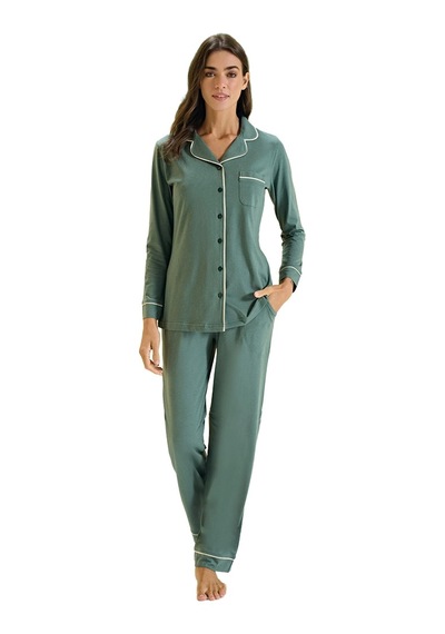 Over Sleep By Poleren Over Sleep 3307 Kadın Uzun Kol Modal Önden Düğmeli Pijama Takım M-l-xl-xxl Yeşil Over Sleep By Poleren Over Sleep 3307 Kadın Uzun Kol Modal Önden Düğmeli Pijama Takım M-l-xl-xxl Yeşil