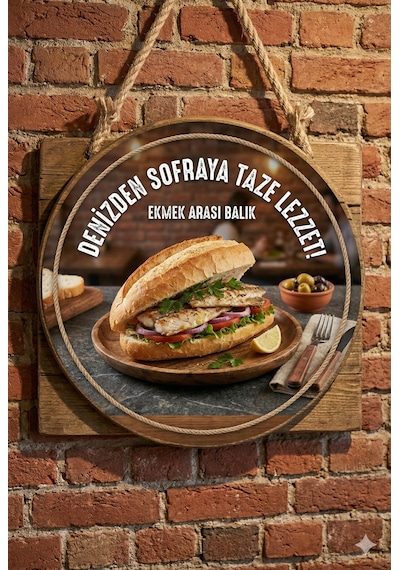 Balık Ekmek Temalı Balık Restoranları Balıkçılar İçin Ahşap Duvar Kapı Dekoratif Süs Tablo