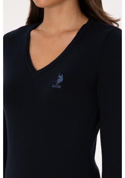U.S. Polo Assn. Kadın Lacivert V Yaka Basic Kazak 50307712-VR033