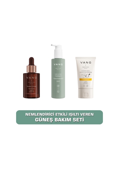Güneş Bakım Seti C Vitamini Serum + Yüz Yıkama Jeli + Nemlendirici Güneş Kremi