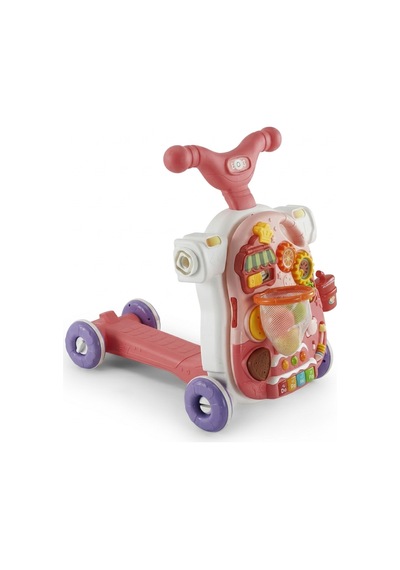 5 In 1 Multifunction Walker Pembe - Eğitici Bebek Aktivite Masası Ve İlk Adım Yürüteç