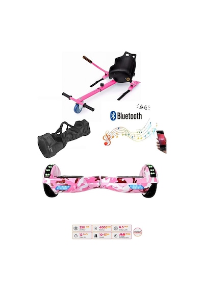 Elektrikli Kaykay Scooter Akıllı Denge Hoverboard + Hoverkart + Çanta Full Ledli Extrem Paket D05