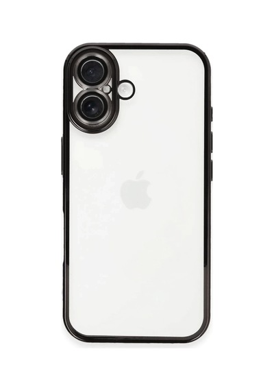 Apple Uyumlu iPhone 16 Plus Uyumlu Kılıf Lensli Silikon - Siyah